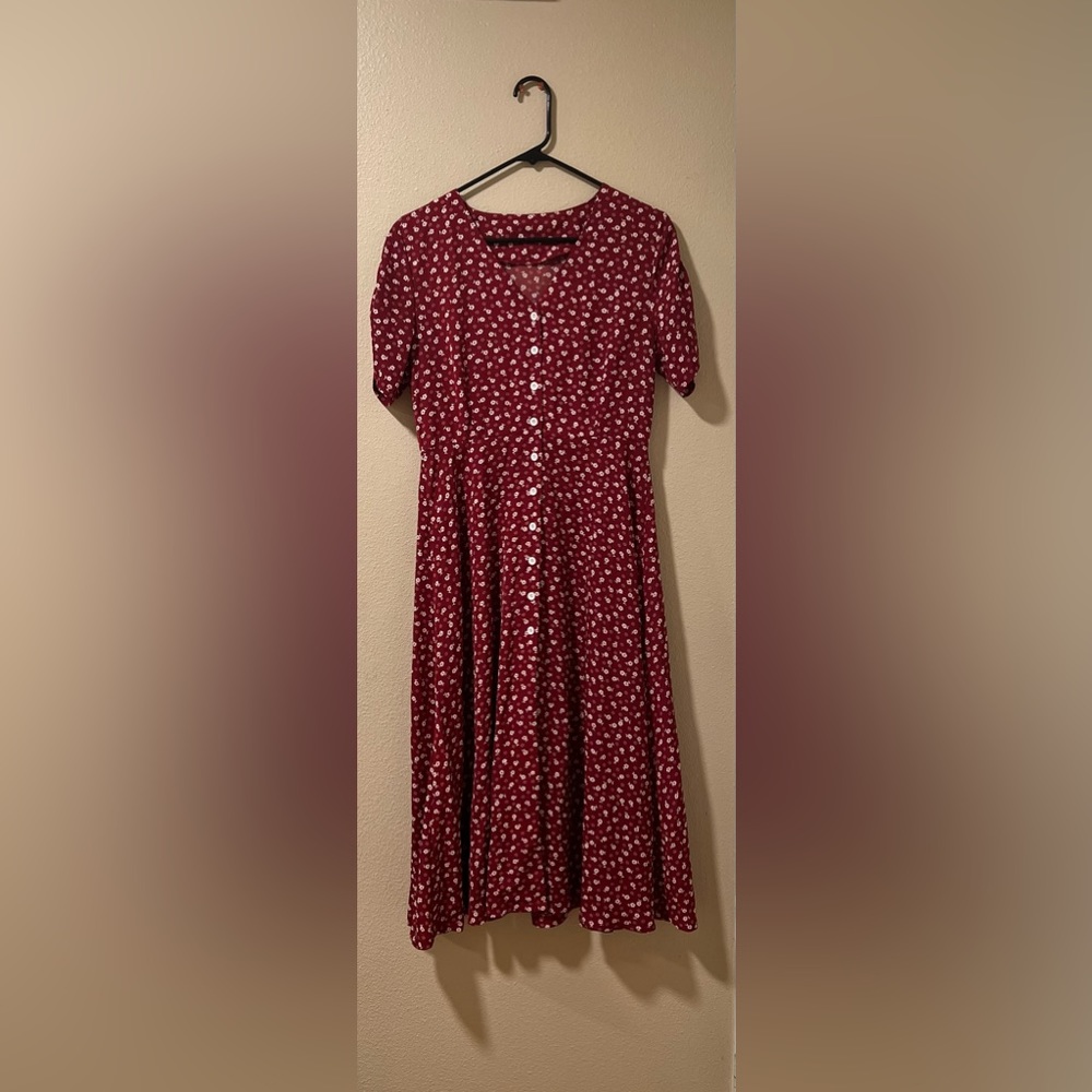 Red floral dress